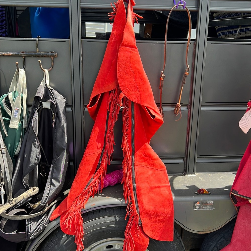 Large red chaps